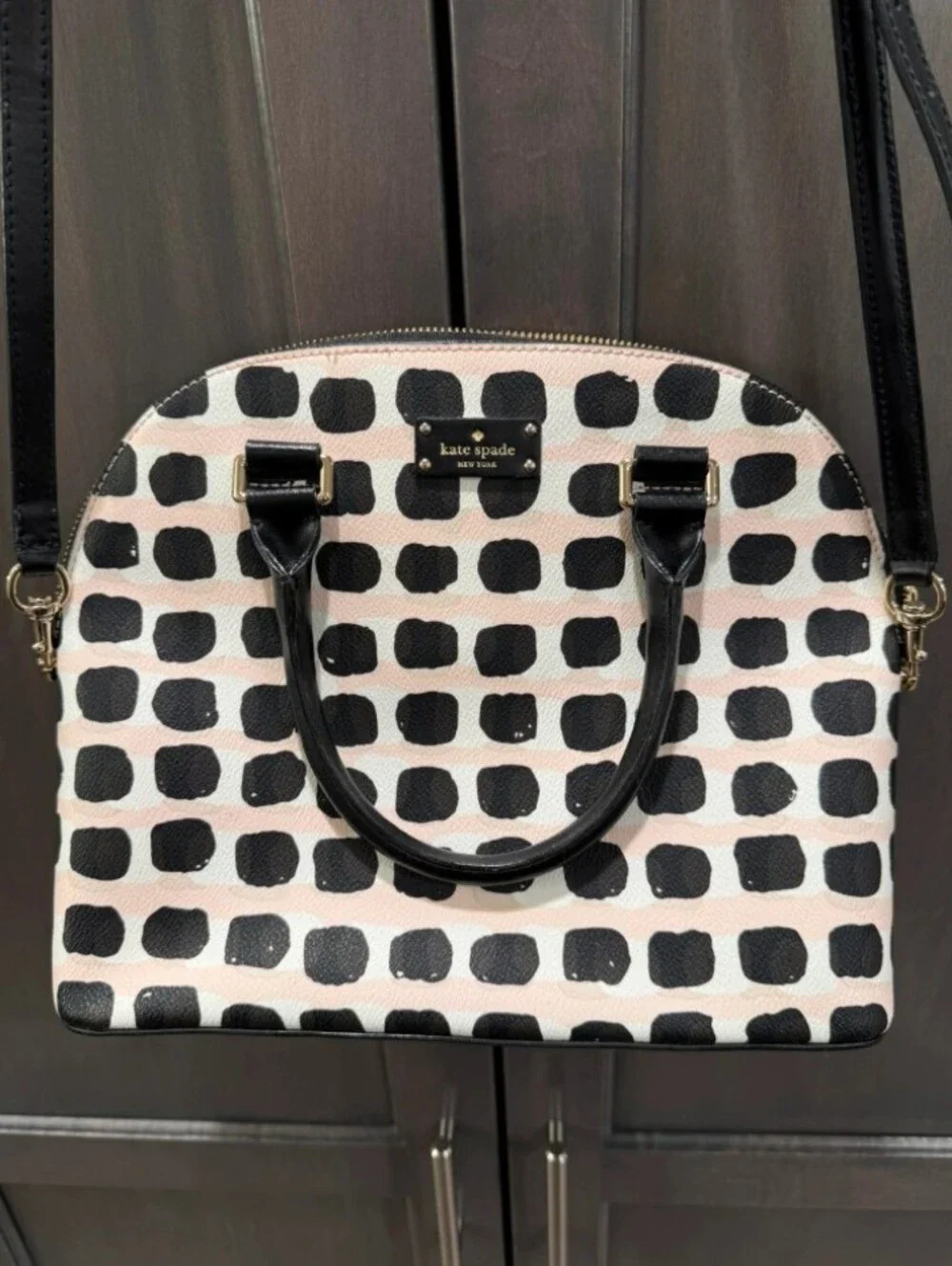 Kate Spade Black & White Dome Satchel Crossbody